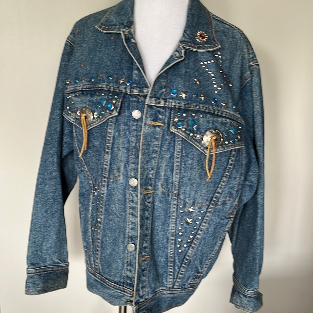 Vintage Oversized Bling Denim Jacket ⭐️